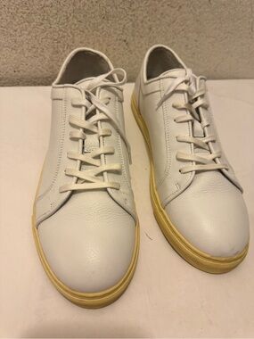 Rodd & Gunn White Leather Sneakers with Yellow Sole